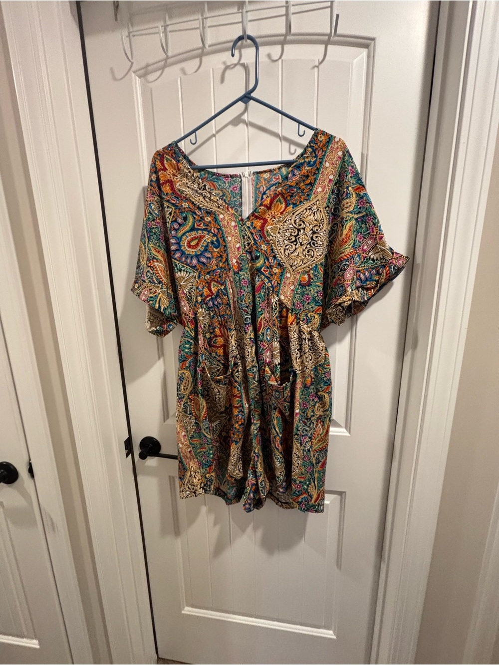Women's Paisley Midi Dress with zipper back & pockets
